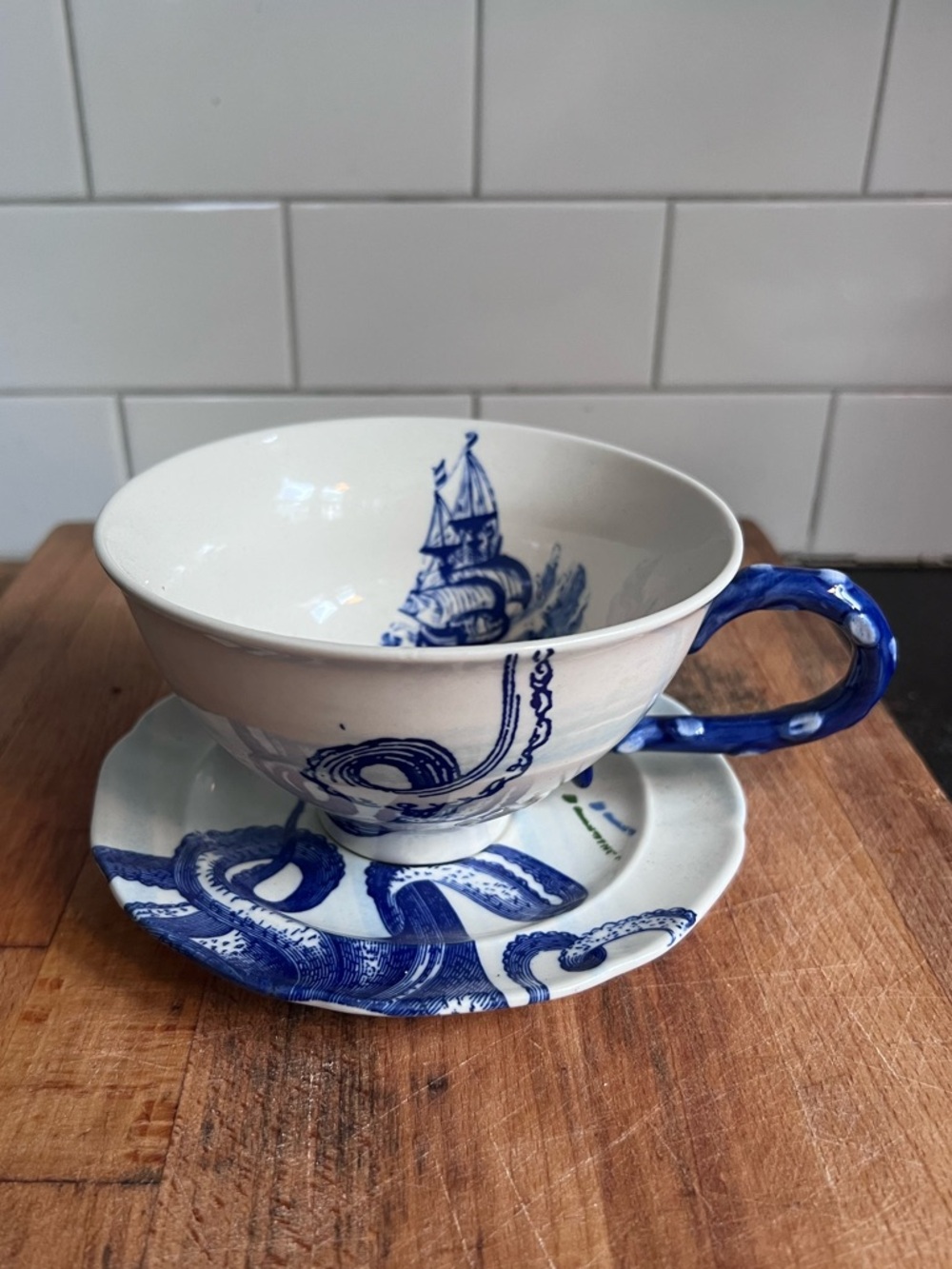 Anthropologie “From the Deep” Octopus Teacup & Saucer. Unused - Picture 5 of 8